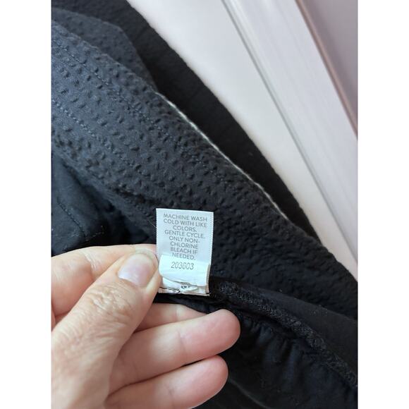 Pure Jill Seersucker Quilted Jacket Womens Size M Black Open Front Blazer - Picture 12 of 15